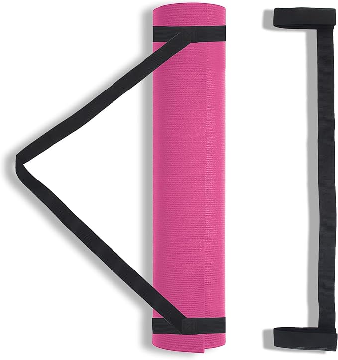 Black Yoga Strap for Carrying Mat, 2PCS Adjustable Yoga Mat Holder/Yoga Mat Strap for Carrying Easy-Cinch, Yoga Sling Mat Strap for Most Size with Thick Comfy (Yoga Mat Not Included) ﻿
