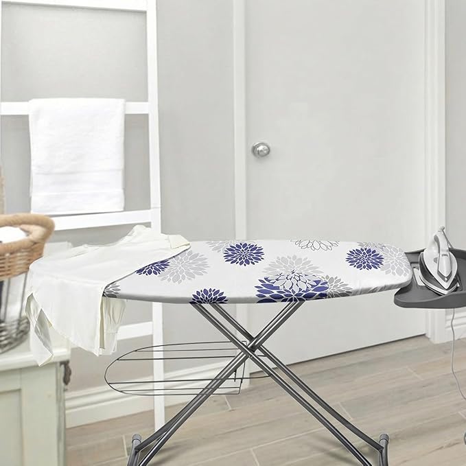 SheeChung 14x42 Inch Over-The-Door Ironing Board Cover and Pad,Cotton Cover with Extra Thick Pad,Resists Scorching and Staining,Fits Door/Standard Ironing Board,Silicone Coating,Dahlia