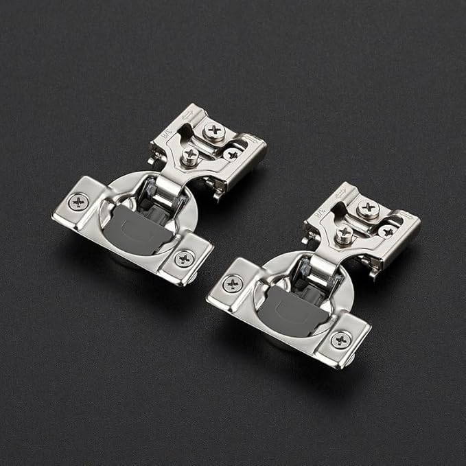 20 Pack 10 Pairs 3/8 Inch Overlay Soft Close Hinges for Kitchen Cabinet - Satin Nickel Hidden Stainless Steel Concealed Self Closing
