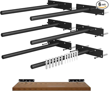 Floating Shelf Brackets, 10 inch Hidden Shelf Brackets Heavy Duty Blind Shelf Support, 200LBS Load Capacity, 6 Pack Floating Shelf Hardware for DIY Wood Wall Floating Shelves