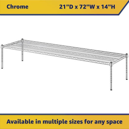 21" x 72" x 14" Chrome Wire Storage Shelf, Dunnage Rack, Commercial 1 Tier Small Shelf