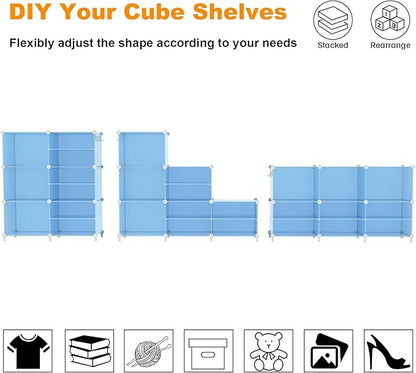 AWTATOS Closet Organizer 6 Cube Storage Shelves Portable Closet Clothes Organizers and Storage Stackable Cubby Shelving for Closet Bedroom Living Room Blue