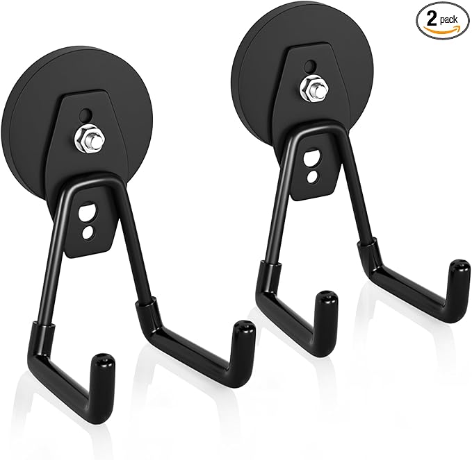 ENUODA Strong Magnetic Hooks Heavy Duty Magnet Garage Hooks for Cruise Magnet Tool Holder for Hanging Garden Tools, Cabinet, Van, Pegbaord, Kitchen, Outdoor, 2 Pack