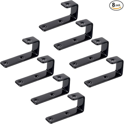 8 Pack Bunk Bed Ladder Hooks, Inside Width 1" Vinyl Coated Iron Heavy Duty J Hook Brackets for Bed Decoration Tool with 2 Size Mounting Screws, 2.75" Length x 1.3" Width (8 Pcak, Black)