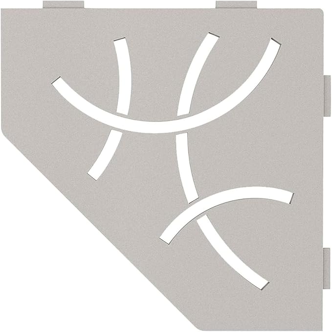 Schluter Pentagonal Corner Shelf for Tiled Walls - Curve Design, Aluminum Material, Greige Finish, 3/32" Thick Anchoring Tabs - SES2D6TSBG