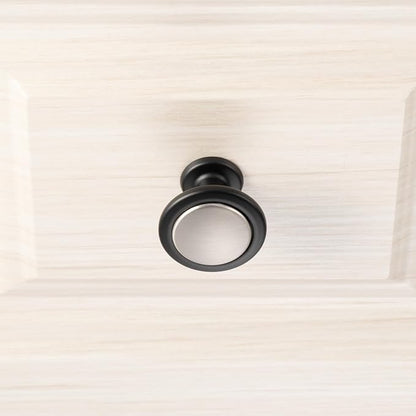 KOOFIZO 10 Pack Nickel and Black Kitchen Cabinet Knobs Brushed Silver and Black Drawer Knobs 1960 Round Single Hole Cabinet Pulls for Cabinets Drawers Dresser Cupboard Bedroom Bathroom