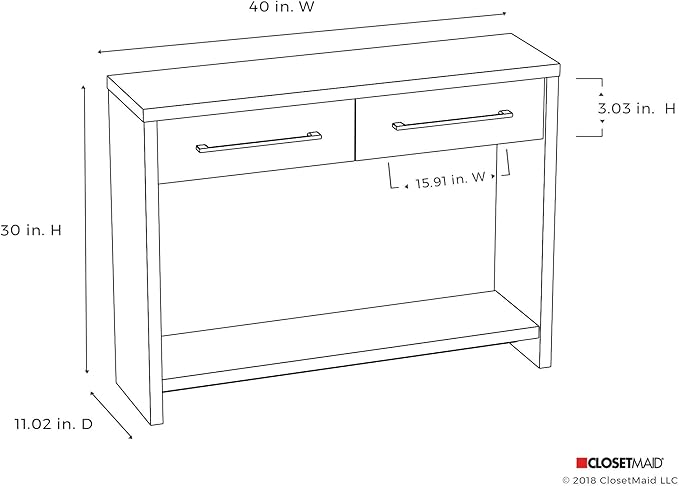 ClosetMaid 1662 Console Table with 2 Storage Drawers, Black Walnut
