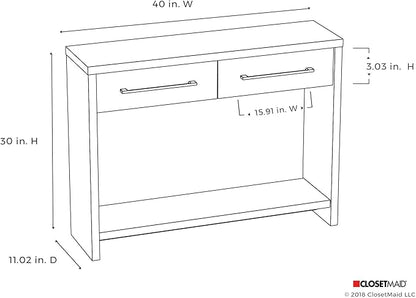 ClosetMaid 1662 Console Table with 2 Storage Drawers, Black Walnut
