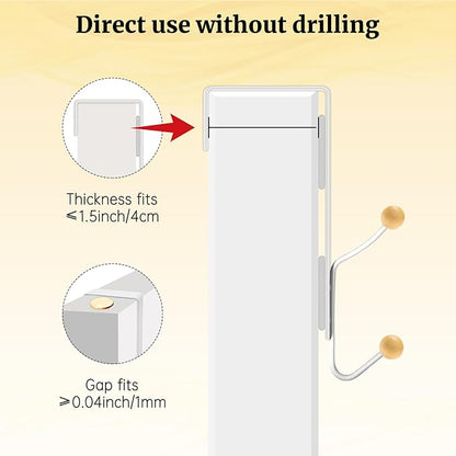 6 PCS Over The Door Hooks,Door Hooks for Hanging Towels,Clothes,Hats,Bags,Back of Door Towel Hanger with Non-Slip Pads,Fits Doors 0.7-1.5" for Bathroom,Bedroom,Closet(White)