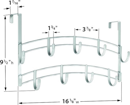 LYNK Professional® Home™ Over The Door Hooks - 9 Hook Over The Door Hanger - Over Door Coat Rack - Hanging Towels or Clothes - Bathroom, Bedroom or Laundry Room - Lifetime Ltd. Warranty – White