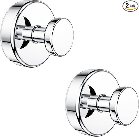 Shower Hooks for Inside Shower, Vacuum Suction Cup Hooks for Glass Window, Mirror, No Drill Towel Hooks for Bathrooms, Bath Robe Coat Looafh Wreath Hook for Hanging - 2 Pack, Chrome