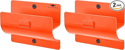 Ladder Hangers for Garage Wall Set of 2 Hooks- Orange Step Stool Hanger Wall Mount. Tool Holder for Shed, Workshop, Garden - Hang Wheelbarrow, Folding Chair