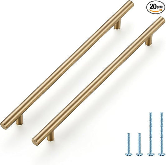 JOY DECOR 20 Pack Champagne Bronze Cabinet Pulls – 11-3/10 Inch Length, 8-3/4 Inch (224mm) Hole Center – Stainless Steel Kitchen Cabinet Handles for Drawer and Cupboard