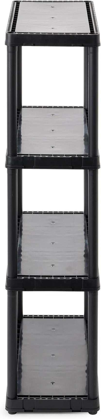 Gracious Living 4 Shelf Fixed Height Solid Light Duty Storage Unit 12 x 24 x 48" for Home, Garage, Basement, & Laundry, Black (4 Pack)