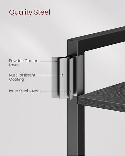 VASAGLE 6-Tier Bookshelf, Bookcase with Steel Frame, Book Shelf for Living Room, Home Office, Study, 11.8 x 15.7 x 73.2 Inches, Industrial Style, Ebony Black and Ink Black ULLS101B56