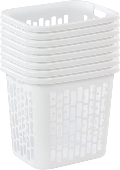 Sterilite Ultra Easy Carry Plastic Dirty Clothes Laundry Basket Hamper with Integrated Handles and Ventilation Holes, White (8 Pack)