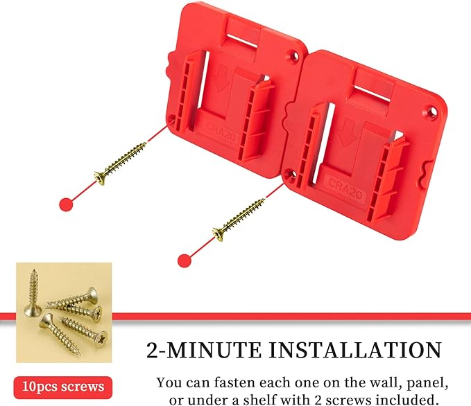 Battery Mount Holder Compatible for Craftsman 20V Batteries, Wall Mounts Hanger Fit for CMCB204 CMCB202 CMCB201, Organize Garage/Workshop/Work Truck(5 Pack, w/10 Screws, No Battery)