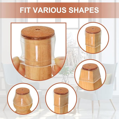 24 Pcs Chair Leg Floor Protectors for Hardwood Floors Silicone Covers Felt Pads Furniture Leg Caps Anti-Scratch Reduce Noise Fit (1-5/16" to 2")