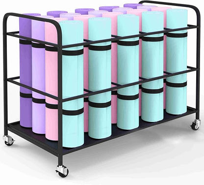 Yoga Mat Holder Organizer Yoga Mat Storage Rack Basket for Home Gym Exercise Workout Equipment Storage Shelf Cart