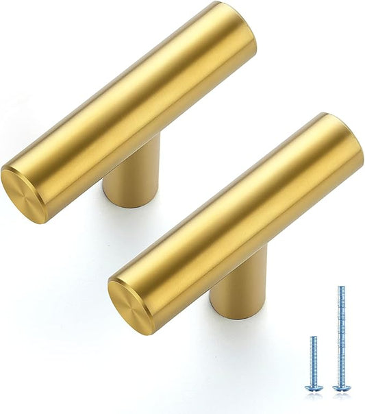 JOY DECOR 45 Pack 2 Inch Cabinet Pulls Kitchen Cabinet Handles with Single Hole Brushed Brass Cabinet Hardware Stainless Steel Kitchen Drawer Pulls for Cabinets Cupboard,Wardrobe