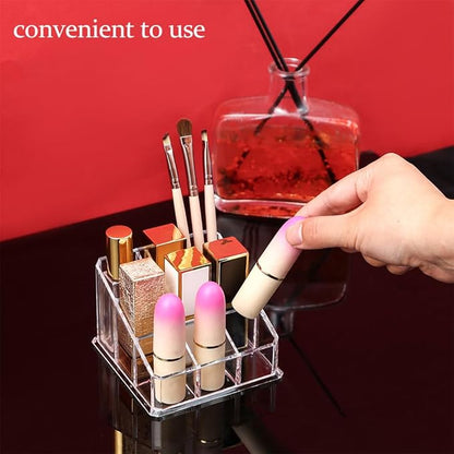 2 PCS Lipstick Organizer and Storage, Acrylic Lipstick Holder, 9 Slots Clear Case Display Rack Holder (QX153)