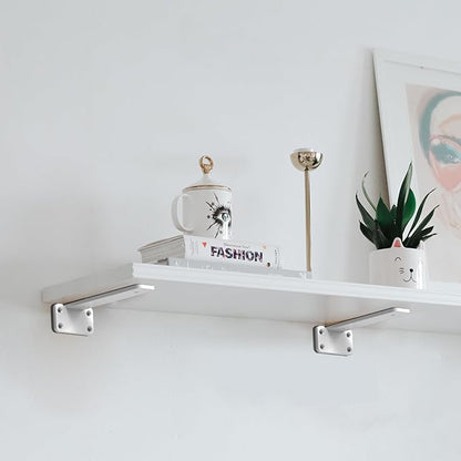 Floating Shelf Brackets upgraded, 8 inch, White Heavy Duty Iron Shelf Brackets, Industrial Modern Floating Shelf Support for Wall Mount Shelves,Wide Brackets ,4 Pack, Support DIY(5mm Thickening Type).