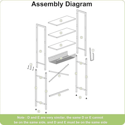 Over-The-Toilet Storage Rack, 4-Tier Bathroom Organizer Shelf Over Toilet with Adjustable Shelf and Basket, Freestanding Space Saver Bathroom Shelves Above Toilet for Room (Vintage Brown)