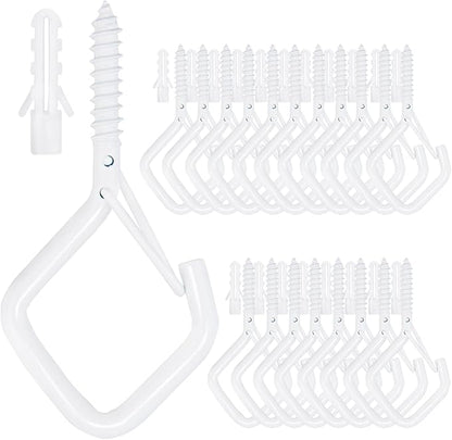 20PCS Eye Screw Hooks for Hanging Heavy Duty with Safety Buckle.Metal Ceiling Hooks for Hanging Plants,Cup,Wind Chime,Bird Feeders,String Lights at Indoor&Outdoor,2.36 Inch（No Drill Bit