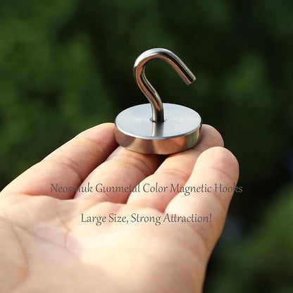 Neosmuk Magnetic Hooks, Cruise Ship Essentials, 130lb+ Heavy Duty Magnetic Hooks for Cruise Cabins, Refrigerator, Grill, Hanging, and Travel | Extra Strong Must-Haves Magnet Hook,Silver