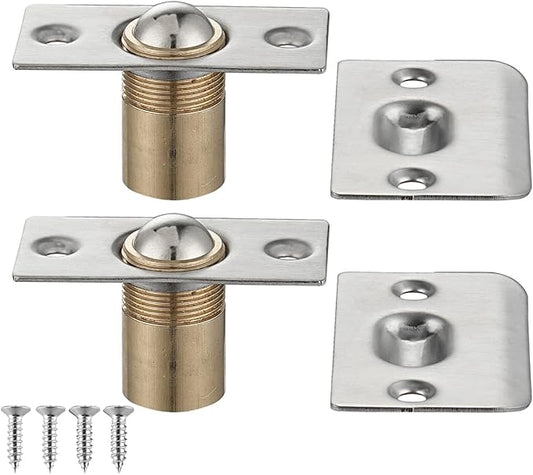 JQK Closet Door Ball Catch Hardware, Stainless Steel Catch Adjustable with Strike Plate, Brushed Satin Finish 4 Pack, HBC100-P4