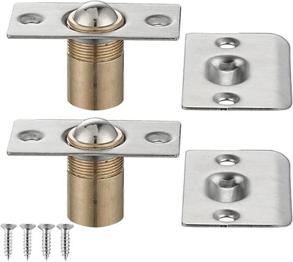 JQK Closet Door Ball Catch Hardware, Stainless Steel Catch Adjustable with Strike Plate, Brushed Satin Finish 8 Pack, HBC100-P8