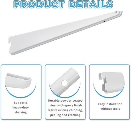 10 Pack 16.5‑Inch Adjustable Wire Shelf Brackets – Heavy‑Duty Double‑Track Closet & Wall Shelving System Supports（White）