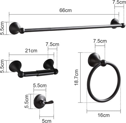 BGL Bathroom Hardware Set Matte Black Adjustable Expandable Bath Towel Bars Bathroom Accessory Set Towel Racks 8-Pieces Wall Mount