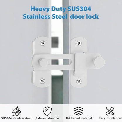Alise 2Pcs 4 inch Flip Latch Gate Latches, Safety Door Lock for Barn Wood Fence Sliding French Doors,Heavy Duty SUS304 Stainless Steel Gate Hardware White Finish MS9500W-2P