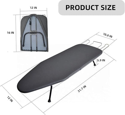 Compact Foldable Tabletop Ironing Board - with Iron Rest and Heat Resistant Cover, Portable Non-Slip Mini Iron Board for Home and Travel (Blue)