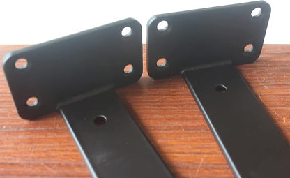 2 Pack - 8 inch Black Hidden L Shelf Bracket (1/5 Inch Thicked) Iron Floating Shelf Brackets Rustic Industrial Metal Brackets for Shelf Support
