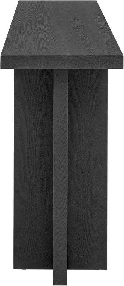 60-Inch Long Vintage-Inspired ConsoleTable with T-Leg Design, 2-Tier Entryway Table Sofa Table with Storage for Study, Entryway, Hallway, Living Room (Black-V19)