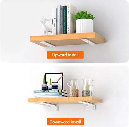 VANCASTLE Shelf Bracket, Floating Shelf Bracket 10 Inch , 6 Pack Heavy Duty Shelf Brackets, Metal Wall Shelf Brackets with 1/5 Inch Thick and Holds 160+lb, Brackets for Wood Shelves，White