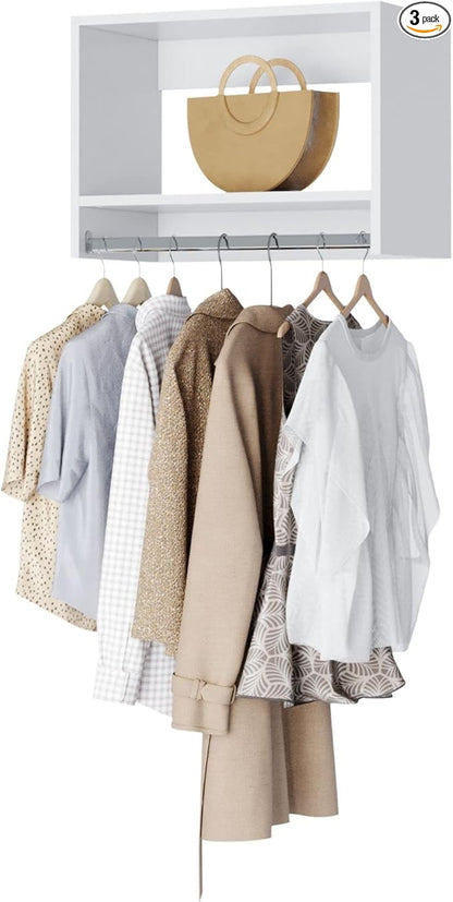 MC Modular Closets Vista Collection Tall Hanging Closet Organizer with Rod and Shelf (White, 21 Inches Wide)
