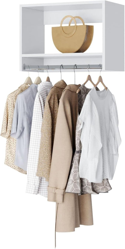 MC Modular Closets Vista Collection Tall Hanging Closet Organizer with Rod and Shelf (White, 22.5 Inches Wide)