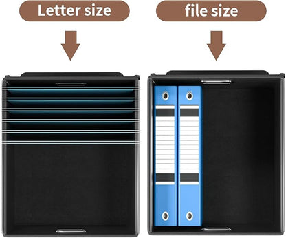 Huolewa Upgrade Portable File Organizer Box with Lid,Large Linen Hanging Office Document Storage Box with Lid,Collapsible Filing&Storage Box for Office/Decor/Home-14.9x12.7x10.8in,1pk-without folders