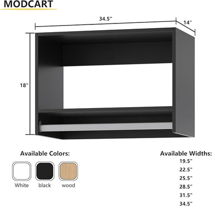 Tall Hanging Closet Unit, Modular Closet System, Wood Closet System Organizer with Storage for Walk In Closets, Clothing Rack Wardrobe Closet for Hanging Clothes, Bedroom, Black, 34.5"W