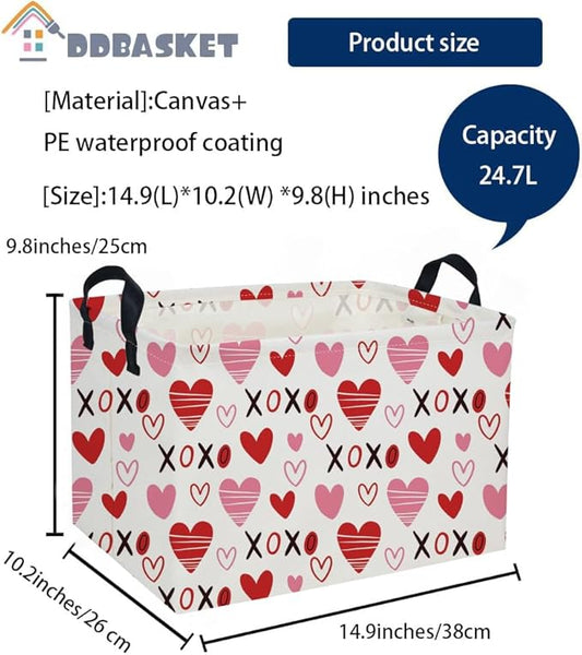 Rectangular Kids Baskets,Heart Basket,Cute Baskets Kids Storage Bin Baby Toy Organizer Box Love Room Decor for Home(XO heart )
