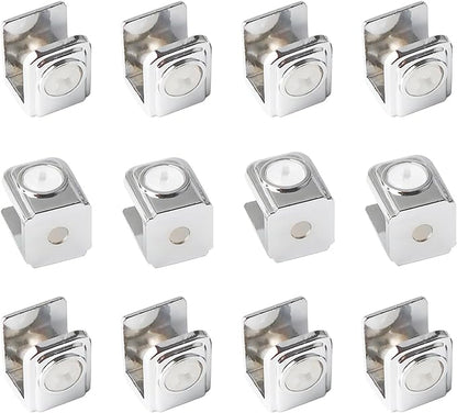 Qrity 12 PCS Glass Clip Holders - Adjustable Wall Mount Clamps for 5-10mm Glass Shelves