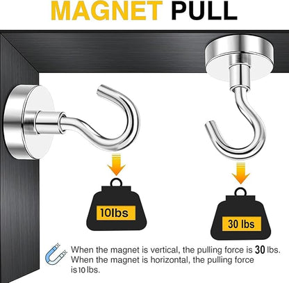 DIYMAG Magnetic Hooks, 30Lbs Strong Heavy Duty Cruise Magnet S-Hooks for Classroom, Fridge, Hanging, Cabins, Grill, Kitchen, Garage, Workplace and Office Etc, (200 Pack-Silver),Screw in Hook
