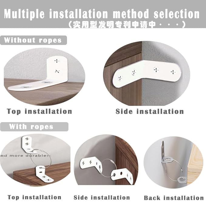 Furniture Anchors Small Aesthetic Earthquake Straps for Furniture Dresser Wall Anti-Tip Furniture Safety Anchor to Childproof and Babyproof Your Home Holds Up to 500 Pound (White, 2 in)