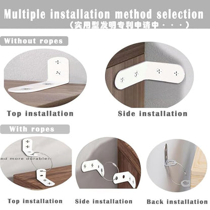 Furniture Anchors Small Aesthetic Earthquake Straps for Furniture Dresser Wall Anti-Tip Furniture Safety Anchor to Childproof and Babyproof Your Home Holds Up to 500 Pound (White, 1.6 in)