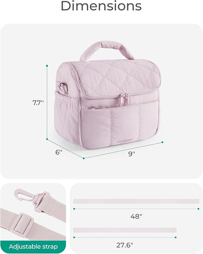 BAGSMART Insulated Lunch Bags for Women, Cute Quilted Lunch Box, Lightweight Puffy Padded Waterproof Lunch Tote, Reusable Lunch Cooler for Work Picnic Travel, Sage Green