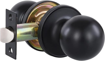 Lanwandeng Matte Black Passage Keyless Door Knobs for Closet/Hall/Conference Room, Round Ball Interior Door Knob