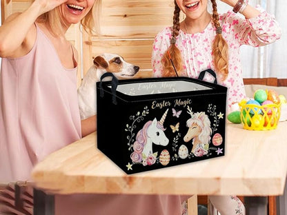 Rectangular Easter Unicorn Baskets Gift Basket Empty Kids Storage Bins Baby Girls Basket Kids Toy Storage Bin Organizer Box Room Decor for Home(Unicorn)